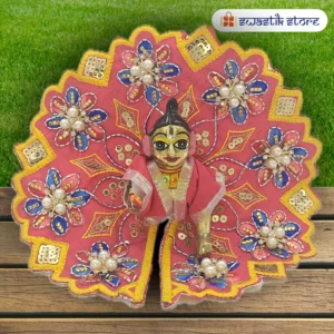 Designer Handcrafted Pink & Gold Flower Poshak for Laddu Gopal Ji – Heavy Embroidery with Pearl & Sequin Accents - Swastik Store