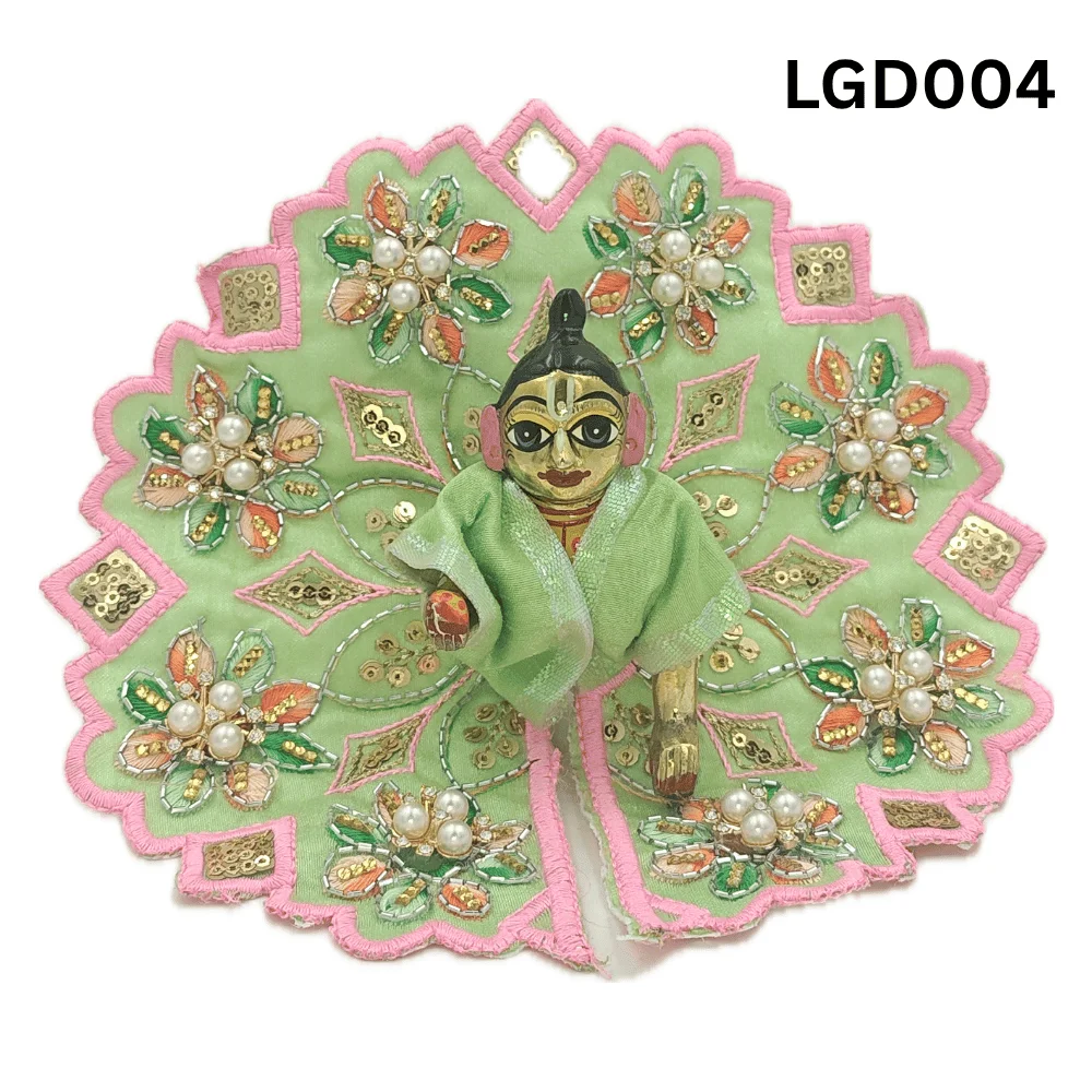 Laddu Gopal Dress Moti Flower Work Diamond Special Green Color - Swastik Store Laddu Gopal Dress Moti Flower Work Diamond Special Green Color - Swastik Store