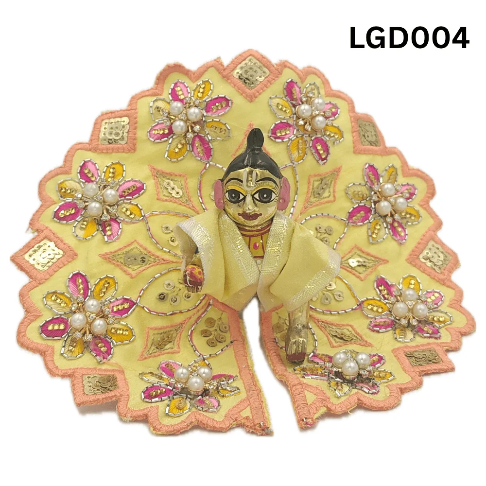 Laddu Gopal Dress Moti Flower Work Diamond Special Yellow Color - Swastik Store Laddu Gopal Dress Moti Flower Work Diamond Special Yellow Color - Swastik Store
