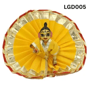 Laddu Gopal Dress Summer Yellow Color With Golden Lace