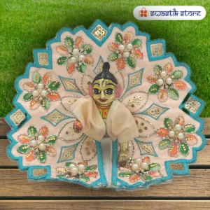 Heavy Cream & Blue Laddu Gopal Dress - Swastik Store