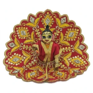 Laddu Gopal Dress Red and Gold Designer Poshak - Swastik Store